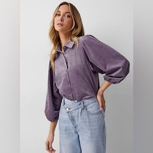 Corduroy puff sleeve shirt